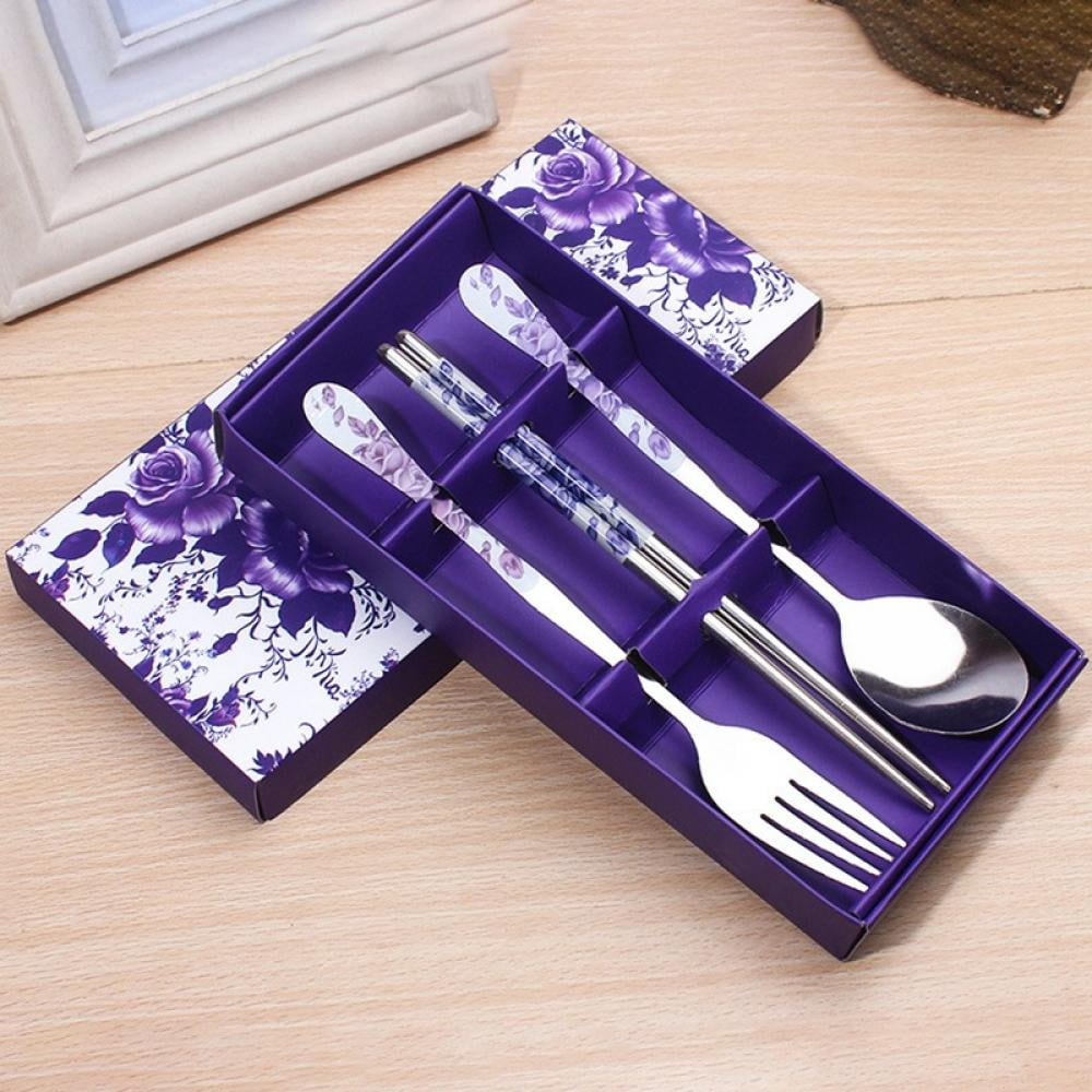 Spoon And Fork Chopsticks ThreePiece Cutlery Set Stainless Steel Cutlery Set Canteen Lunch