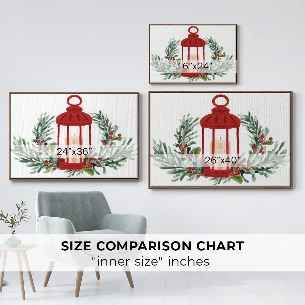 Woodland Holiday Collection A - Framed Gallery Wrapped Holiday Canvas - 17 x 25 - Rosewood Frame