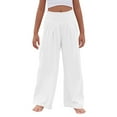thumbnail image 4 of Lenpel Girls' Wide Leg Pants Elastic High Waisted Pleated Baggy Casual Trousers Loose Beach Pants with Pockets, 4 of 7