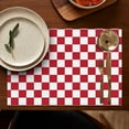 thumbnail image 5 of Red and White Checkered Pattern Summer Placemats Table Placemats Set Of 4-Linen Kitchen Washable Placemats Table Mats 11.8"x17.7" Non-Slip Heat Resistant, 5 of 6