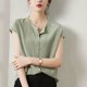 thumbnail image 4 of Mujeres de Verano Tops de Moda Casual Color Sólido V-Cuello Bolsillo Laminado Manga Corta Superior, Ligera Blusa Elegante, 4 of 4