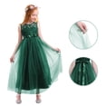 thumbnail image 3 of IBTOM CASTLE Little Big Girls Vintage Lace Junior Bridesmaid Dress Floor Length Dance Ball Pageant Maxi Gown for Party Wedding 11-12 Years Green, 3 of 8