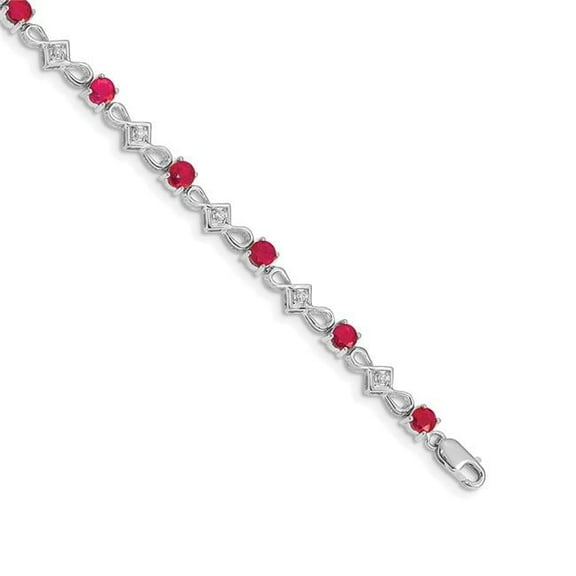 14k White Gold Diamond and Ruby Bracelet BM4486