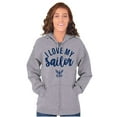 thumbnail image 3 of US Navy Anchor Logo I Love My Sailor Women Plus Size Zipper Hoodie Brisco Brands 2X, 3 of 4