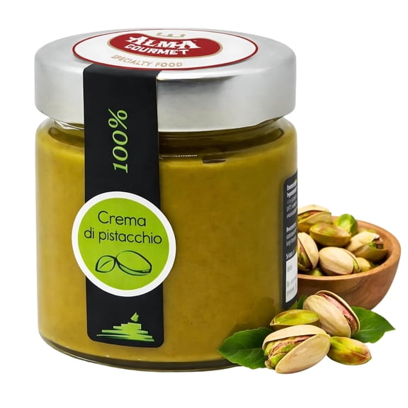 Alma Gourmet 100% Pistachio Butter Spread 6.7 oz (190g)  Pure Italian Nut Cream from Sicily, Single Ingredient, No Additives