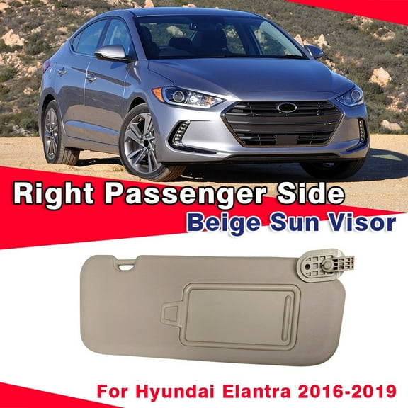 Right Passenger Side Sun Visor Fit for 2016-2019 Hyundai Elantra, Sun Visor Cover w/ Mirror 85220-F0100TTX, Beige