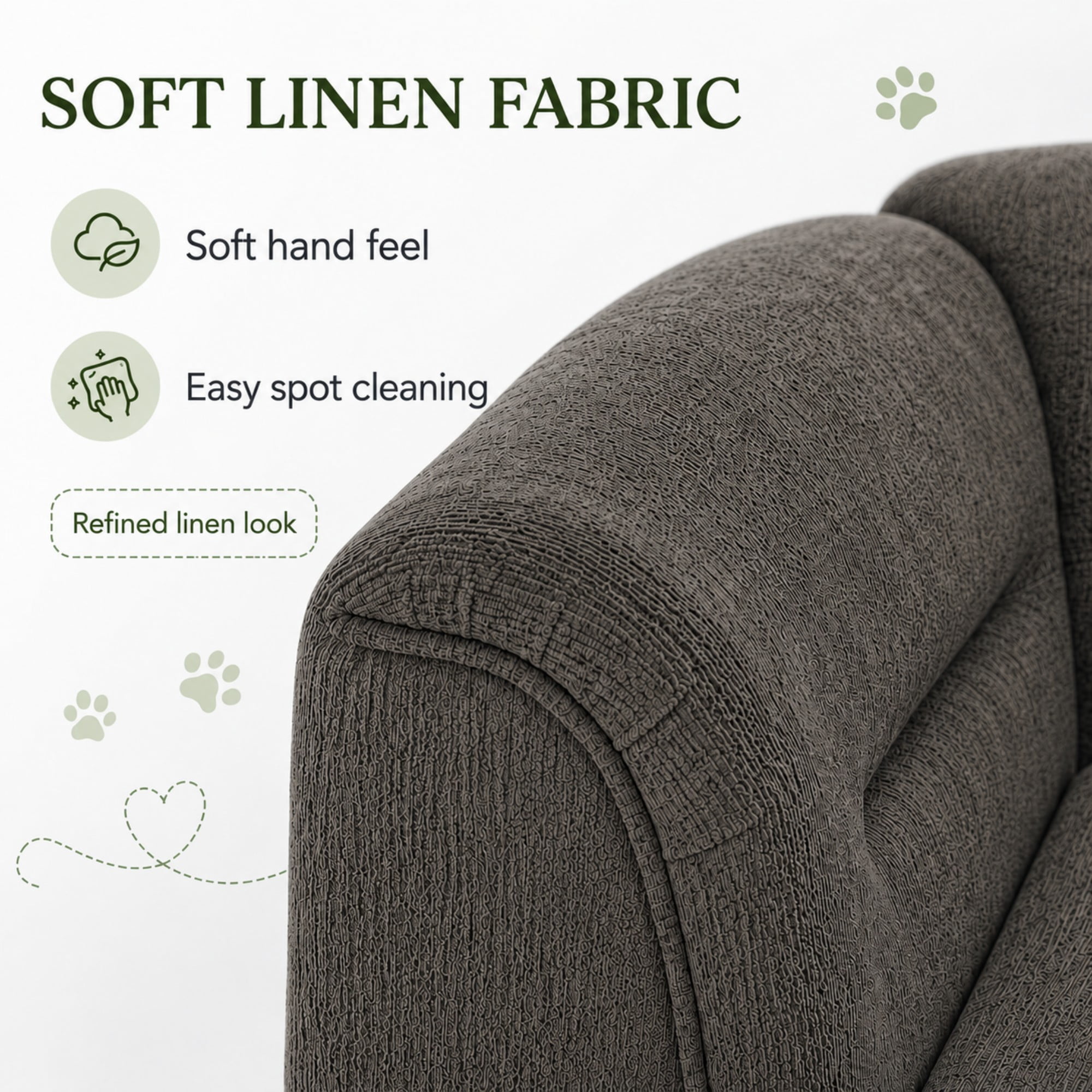 Aenkyo 52" Large Dog Sofa Bed, Linen Pet Couch with Removable Cushions,Dark Gray