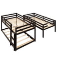 thumbnail image 4 of Triple Bunk Bed, Floor Bed with Safety Guardrail, Wood Bed Frame with Climbing Ladder, Easy to Assemble, Saving Space, Bed Bedroom Storage Guard Rail Ladder for Teens, Boys or Girls,Espresso, 4 of 6