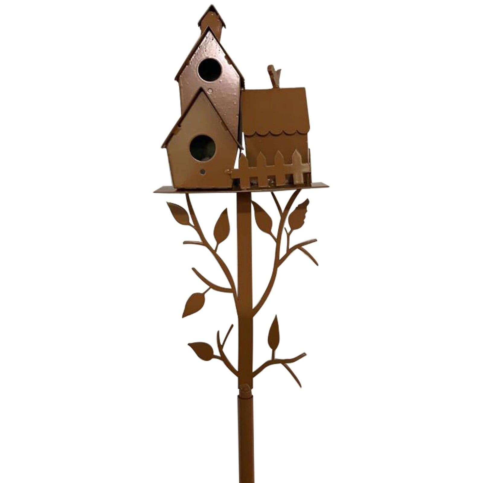 OAVQHLG3B Metal Bird House With Poles Outdoor Metal Bird House Stake