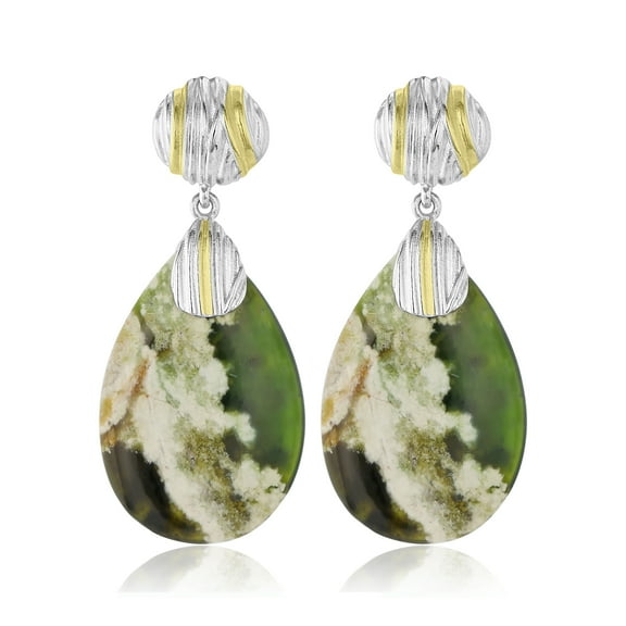Gemistry "GG Collection" Elongated Cabochon Gemstone Pear Drop Earrings in Sterling Silver