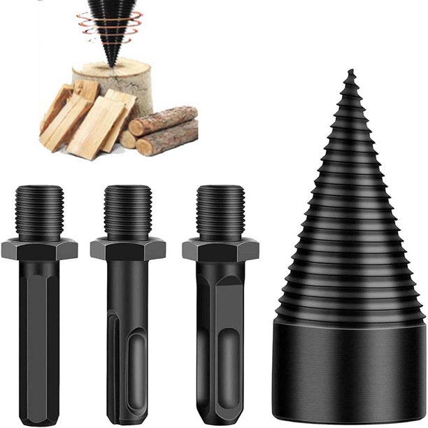 Firewood Log Splitter, Drill Bit Removable Cones Kindling Wood