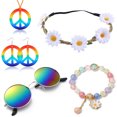 thumbnail image 1 of Traje de hippie de Halloween, gafas, pendientes, collar, tocado, collar con el logo de la paz, 1 of 5