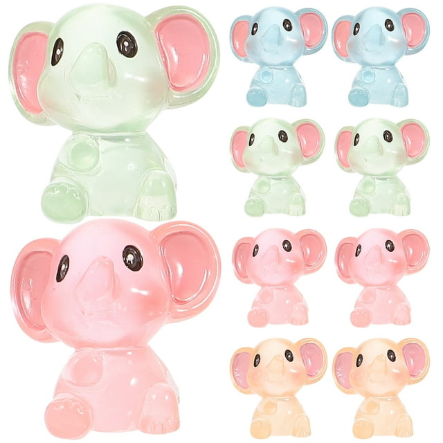 Miangastore 10Pcs Mini Elephant Crafts Cartoon Tiny Elephant Figurines Light in the Dark Small Elephant Crafts