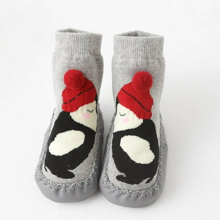 

Cute Children Toddler Shoes Autumn And Winter Boys And Girls Floor Socks Shoes Flat Bottom Non Slip Warm Colorblock Cartoon Panda Rabbit Penguin Pattern