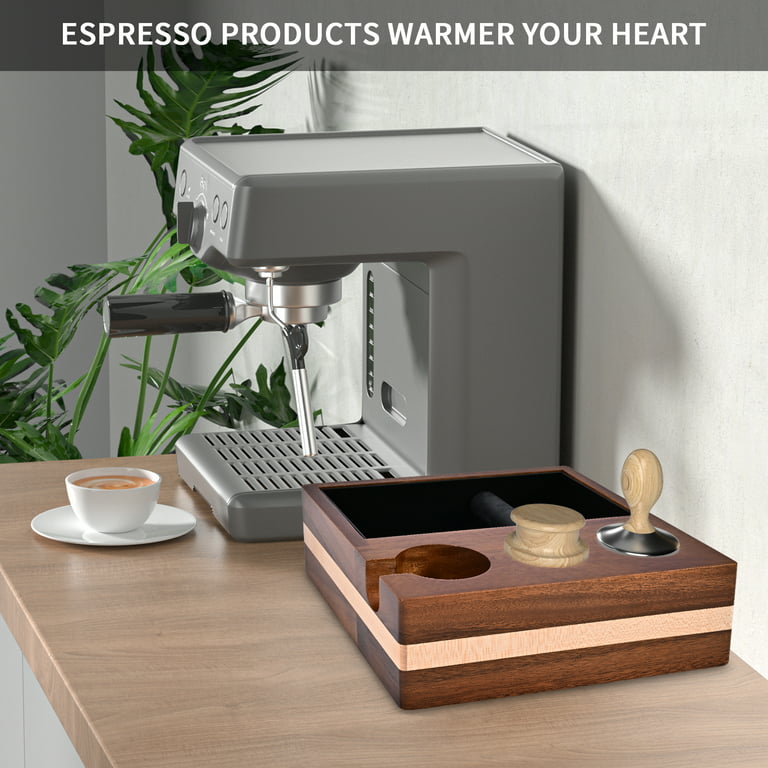 1pc Espresso Knock Box, 4 IN One Espresso Accessories Organizer Box  Compatible With 51-53&58MM Espresso Accessories, Natural Mahogany Tamping  Station