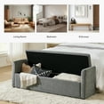thumbnail image 6 of 59" Storage Bench Upholstered Bed Sturdy End Foot Stool 2 Throw Pillows Bedroom Entryway Living Room Charcoal, 6 of 9