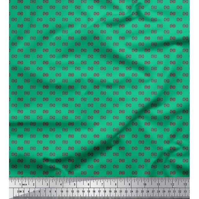 Soimoi Poly Georgette Fabric Geometric Small Printed Fabric 1 Yard 42 Inch Wide