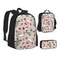 thumbnail image 2 of Naloa Groovy Retro Santa Print Large Capacity Backpack Lunch Bag Pencil Case Combination 3 Piece Set for Student, 2 of 8