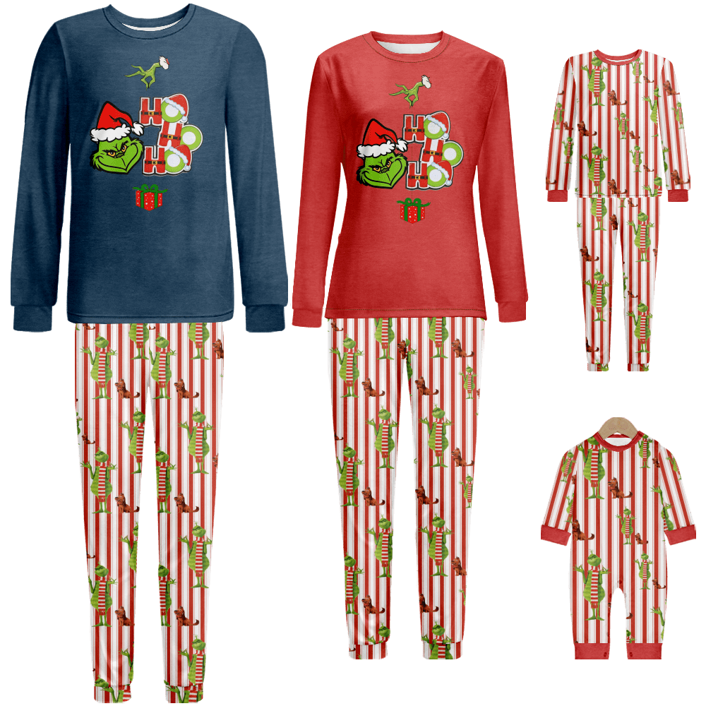 LUXI Stripes Christmas Family Pajamas Flame Resistant Pjs Holiday PJs ...
