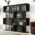 thumbnail image 4 of Dextrus 5-Tier S-Shaped Bookshelf, Geometric Modern Bookcase for Living Room & Office, Black, 4 of 12