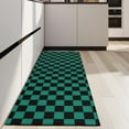 thumbnail image 4 of Teal and Black Checkerboard Pattern Kitchen Rug Mat,Kitchen Runner Rugs Non Skid Washable,Decorative Kitchen Floor Mats for Kitchen,Sink,Laundry,17"X47", 4 of 5