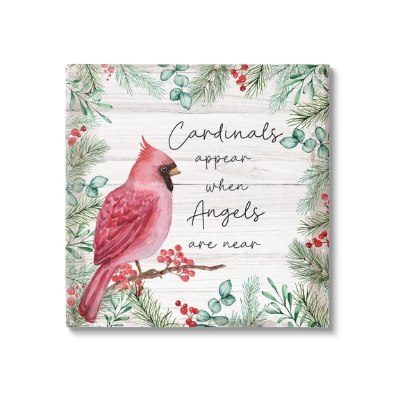 Stupell Cardinals Appear When Angels Near Phrase Animals & Insects Painting Gallery Wrapped Canvas Print Wall Art