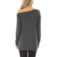 thumbnail image 4 of TEMOFON Women's Off The Shoulder Tops Sexy Long Sleeve Twist Knot T-Shirts Casual Cold Shoulder Blouse Dark Gray, 4 of 6