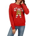 thumbnail image 2 of Women's Christmas Cane Bow Sequin Pullover Sweater Round Neck Long Sleeve Knit, Festive and Sparkly, Ideal for Holiday Parties and Celebrations,Red,M, 2 of 6
