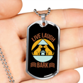 thumbnail image 2 of Live Rire Écorce Jaune Collier Bleu Acier Inoxydable Ou 18k or Chien Tag 24" Chaîne, 2 of 8