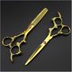thumbnail image 4 of Juego de tijeras profesionales para cortar el cabello de 6 pulgadas con mango dorado, tijeras de entresacar, acero inoxidable., 4 of 5