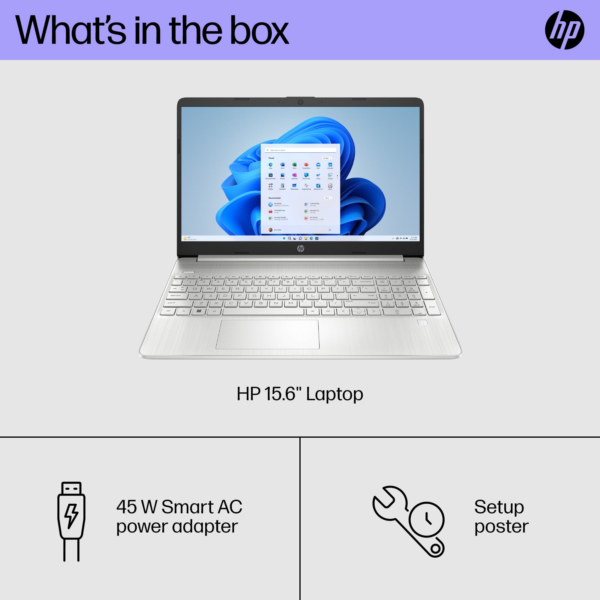 HP 15.6" FHD Touch Laptop, AMD Ryzen 7 5700U, 16GB RAM, 512GB SSD, Silver, Win 11 Home, 15-ef2747wm