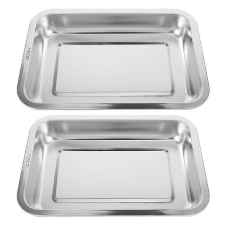 Mutmorningal 2pcs Stainless Steel Cat Litter Box Large Metal Litter Tray Indoors Metal Litter Pan