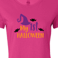 thumbnail image 4 of Inktastic My First Halloween, Witch Hat, Bats - Purple Black Women's T-Shirt, 4 of 5