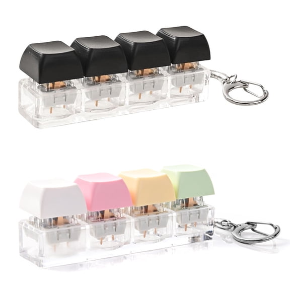 2 PCS Keyboard Fidget Toy, Keyboard Fidget Keychain 4-in-1 Keyboard Decompression Button Finger Clicker Toys, Button Stress Relief Fidget Gifts to Relief Stress (Black   Multiple Colors)
