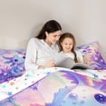 thumbnail image 5 of Manfei Floral Butterfly Motif Full Size Bedding Sets,Magical Axolotl Full Size Bed in a Bag For Girls,Pastel Purple Pink,Colorful Stars Reversible,7pcs, 5 of 8