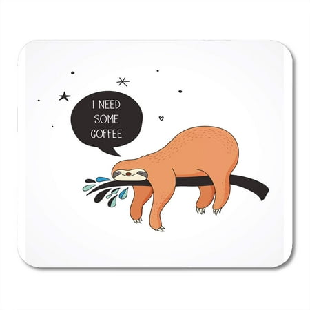 KDAGR Coffee Cute Sloths Funny and Music Sleepy Humor Rest Fun Mousepad Mouse Pad Mouse Mat 9x10 inch