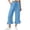 Sky Blue, variant on KLHDSF Pants For Women Drawstring Elastic Waist Cropped Pants with Pockets And Ruffle Hem Cotton Linen Solid Summer Trousers BlackL