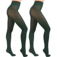 thumbnail image 2 of 2 Pairs Women's Solid Color Tights 80D, Soft Opaque Microfiber Tights, 2 of 2