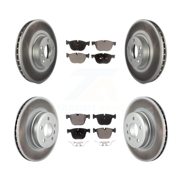 Transit Auto Front Rear Coated Disc Brake Rotors and Semi-Metallic Pads Kit for Car BMW X5 X6 KGF-101000
