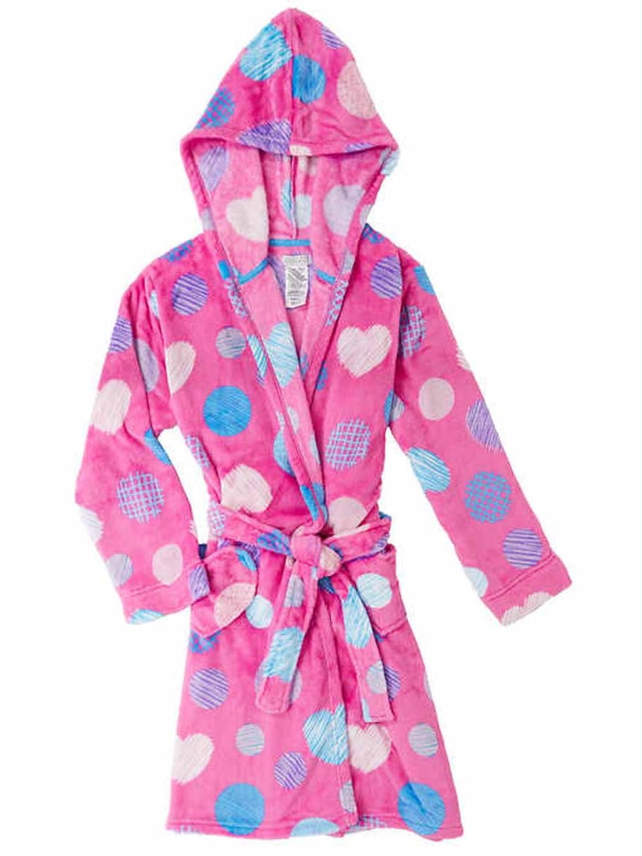 Komar Kids Girls Hooded Plush Velvet Fleece Wrap Bath RobeFlame