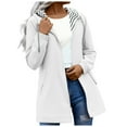 thumbnail image 3 of Fartey Rain Jacket for Women Lightweight Zip Up Hooded Raincoat Waterproof Outdoor Travel Hiking Windbreaker Plus Size Trench Coats with Pockets White 5XL, 3 of 8