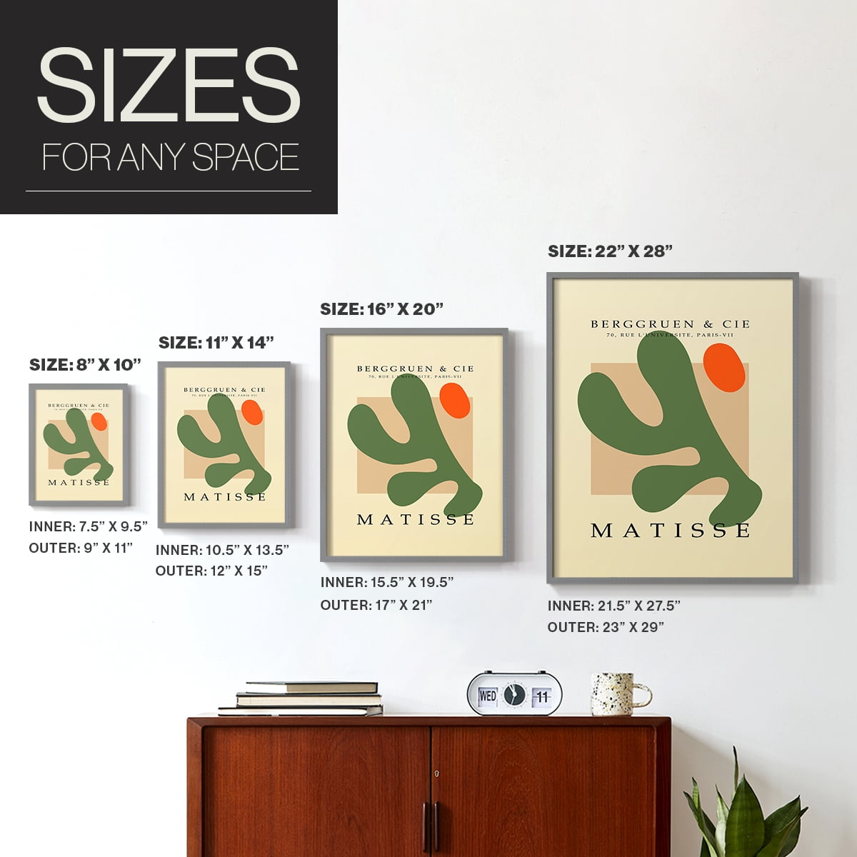 Matisse CCCXLI in Gray Solid Wood 8 x 10 Framed Print