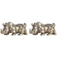 thumbnail image 3 of Set of 2 Brass Rhino Animal Decoration Vintage Ornaments Animals Golden, 3 of 8