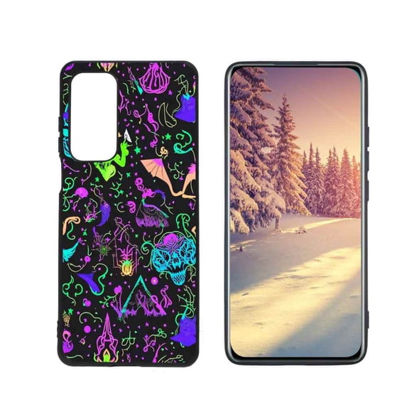 Horror-Black-Witchy-Neon-Skulls-2 Phone Case, Degined for Motorola MOTO Edge 2021 Case Men Women, Flexible Silicone Shockproof Case for Motorola MOTO Edge 2021