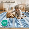 thumbnail image 4 of ODIKA 6'x9' Washable Area Rug Striped Pinstripe Nautical Front Layered Doormat Welcome Door Refined Structured for Queen Size Bedroom, Under Bed, Master Suite, Easy Care, Non-Shedding, 4 of 7