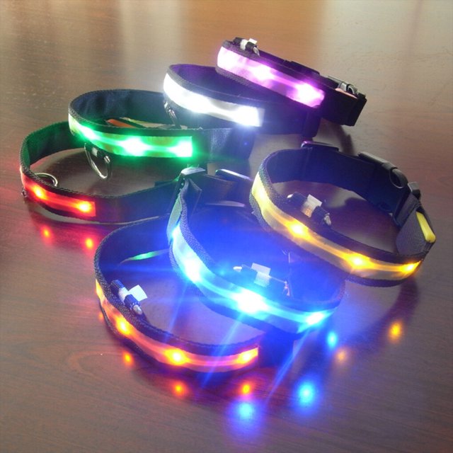 Collier Lumineux Réglable pour Animaux de Compagnie Randonnée Nuit Marche Animaux Étrangleur Éclairés Colliers Lavables Portables Animaux de Compagnie Fournitures Cadeau Blanc XL