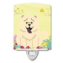 Caroline's Treasures BB6140CNL Easter Eggs Chow Chow White Ceramic Night Light, 6x4x3", multicolor
