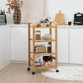 thumbnail image 3 of Gymax 4-Tier Kitchen Serving Trolley Cart Mobile Bamboo Storage Shelf Lockable Casters, 3 of 10