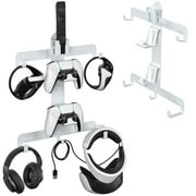 Wall Mount for PS VR2 Wall Mount Storage Stand for Playstation VR2 Headset,Sturdy Steel Wall Mount Bracket for PS Virtual Reality Headset with Controller Holder & Headphone Hanger Screws