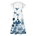 thumbnail image 4 of Alkepwun Girls' Dresses Ruffle Sleeve Pleated Casual Swing Boho Floral Print Dresses Round Neck Layered A Line Party Vacation Maxi Dress 6 months-15 years, 4 of 4